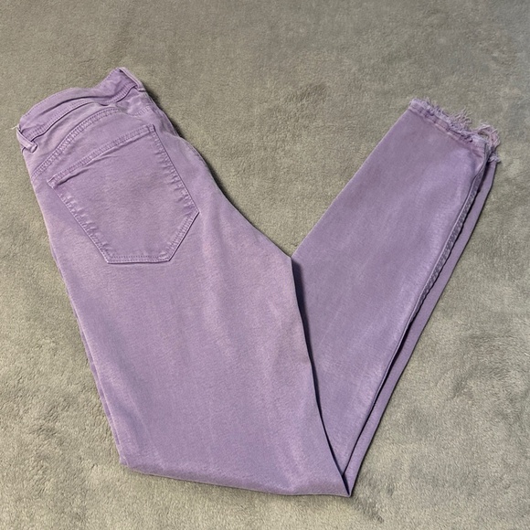 Zara Purple Pants Skinny Jeans Raw Hem Distressed Lilac Denim Low Rise Women's 8 - Picture 9 of 9